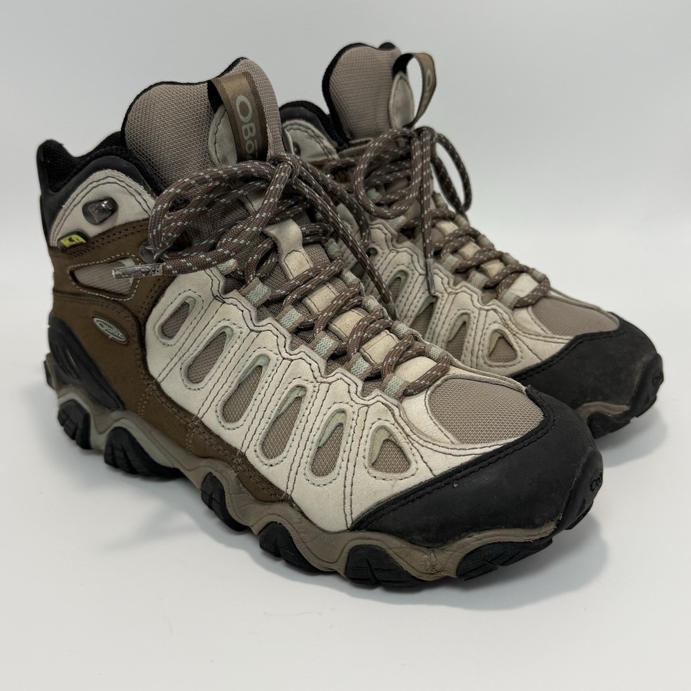 Oboz Sawtooth II Women's Size 7.5 Beige Brown Mid Top Hiking Waterproof Boots